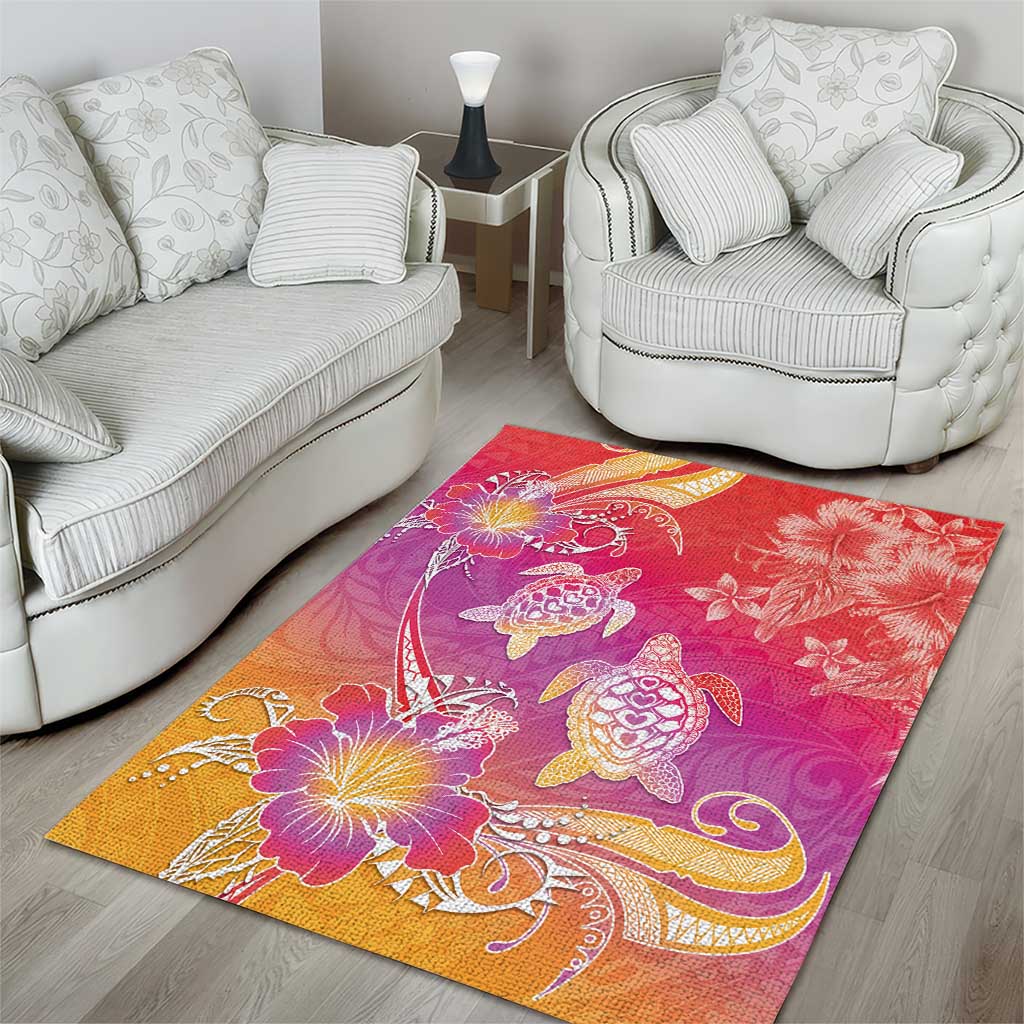 Polynesia Sea Turtle Couple Area Rug One Soul One Love