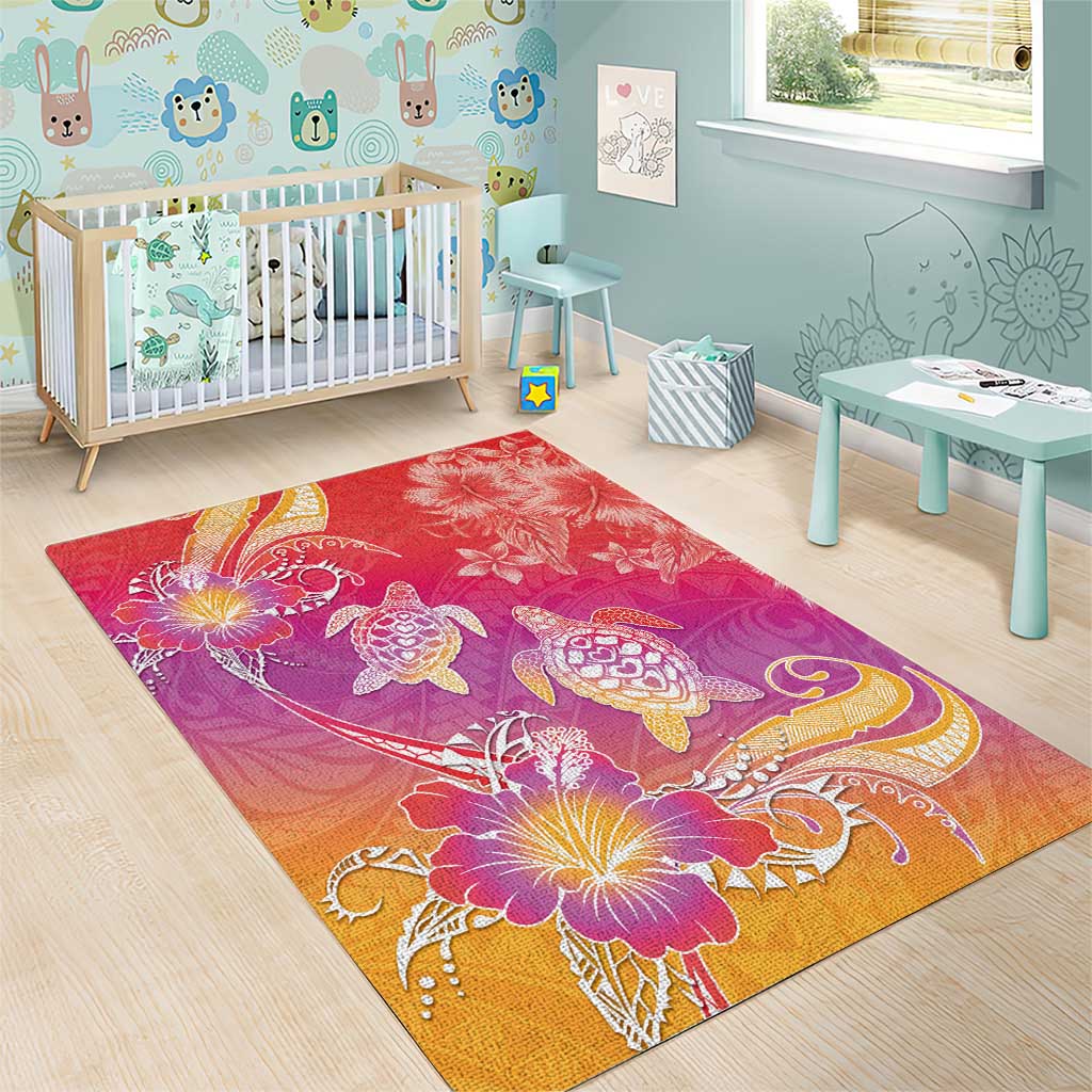 Polynesia Sea Turtle Couple Area Rug One Soul One Love