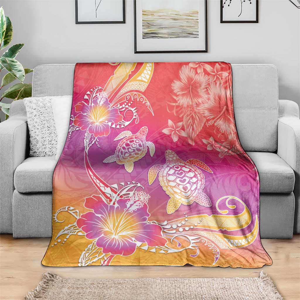 Polynesia Sea Turtle Couple Blanket One Soul One Love