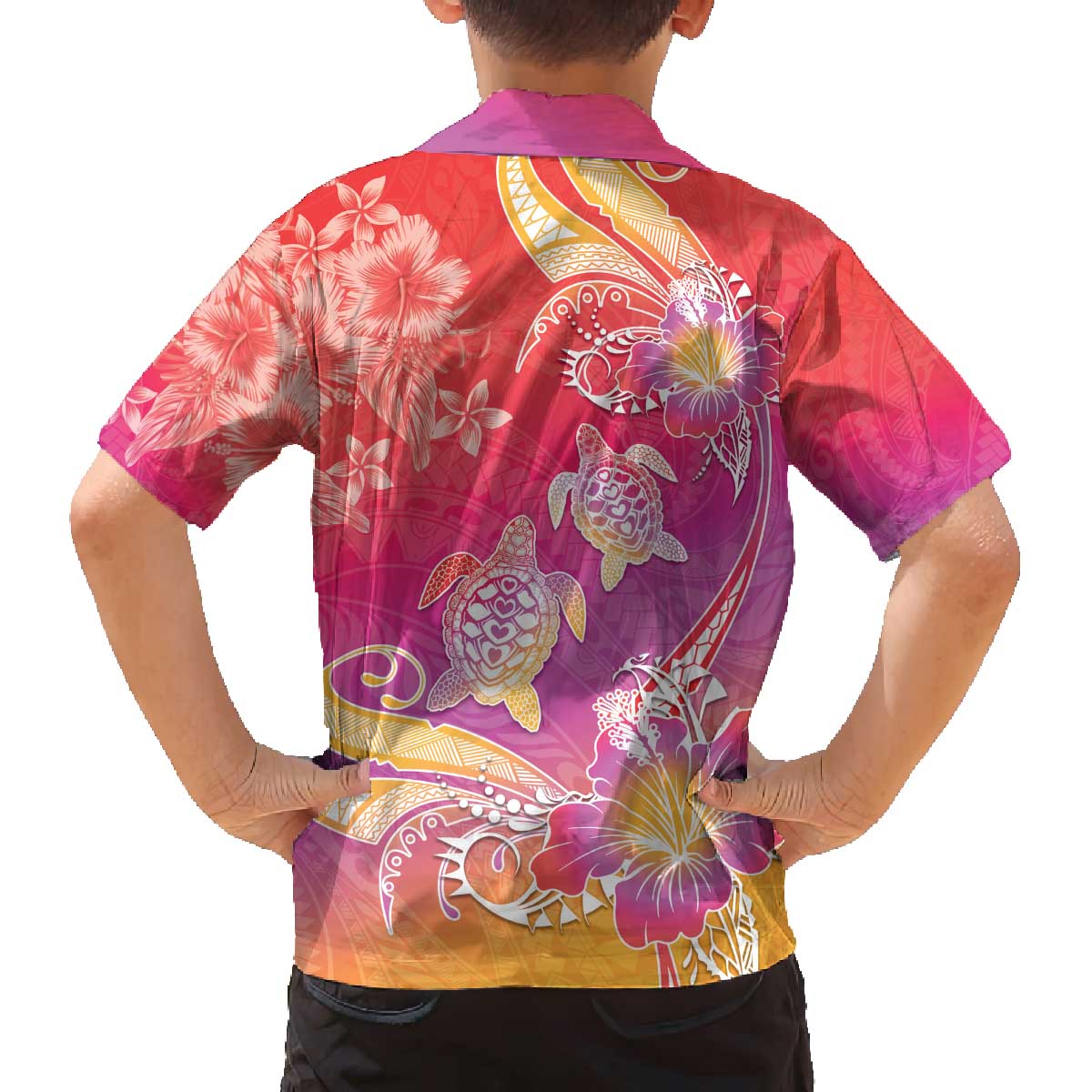 Polynesia Sea Turtle Couple Family Matching Off The Shoulder Long Sleeve Dress and Hawaiian Shirt One Soul One Love