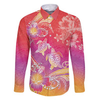 Polynesia Sea Turtle Couple Family Matching Off Shoulder Short Dress and Hawaiian Shirt One Soul One Love