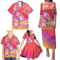 Polynesia Sea Turtle Couple Family Matching Puletasi and Hawaiian Shirt One Soul One Love