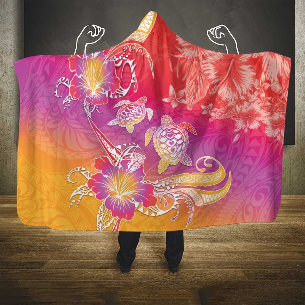 Polynesia Sea Turtle Couple Hooded Blanket One Soul One Love