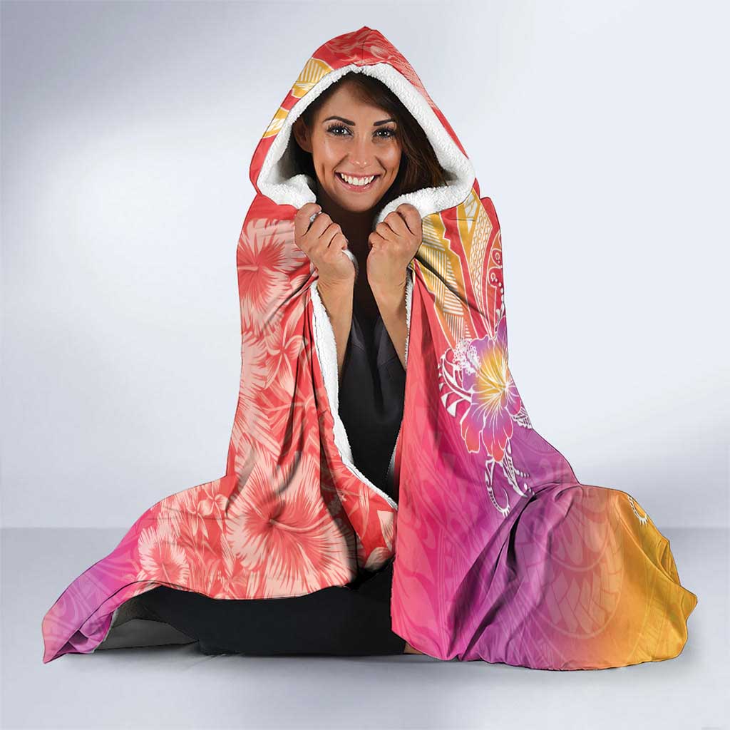 Polynesia Sea Turtle Couple Hooded Blanket One Soul One Love