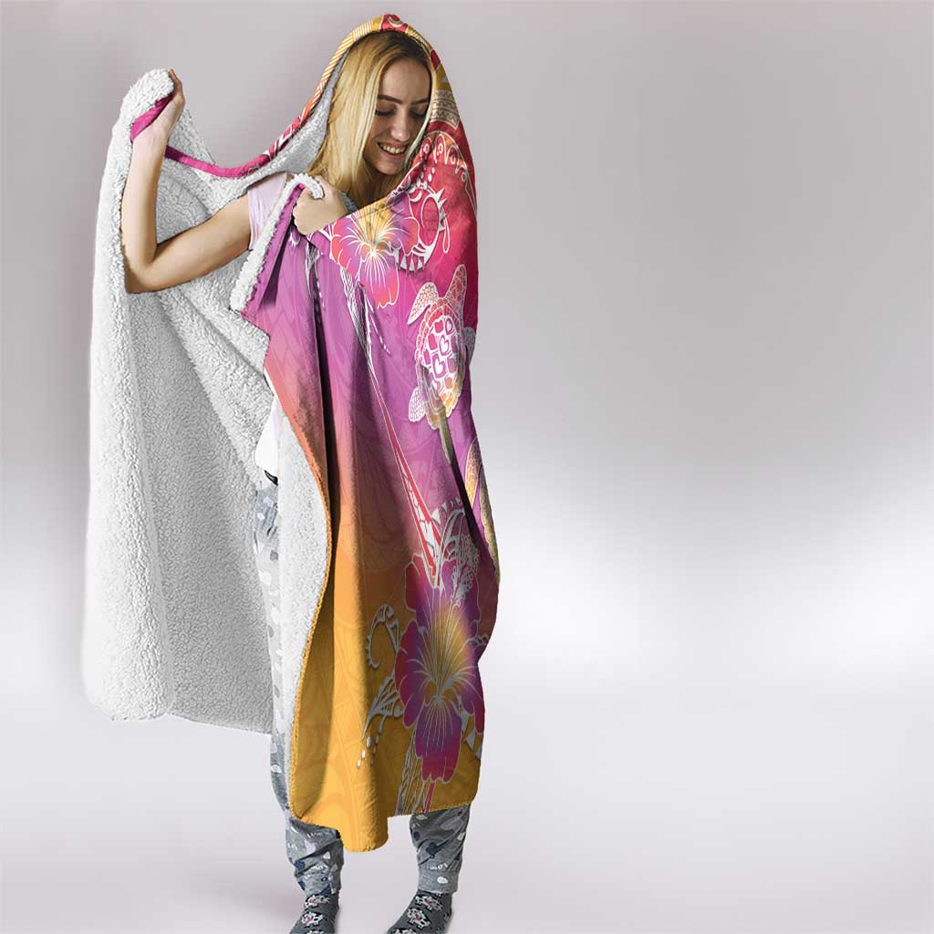 Polynesia Sea Turtle Couple Hooded Blanket One Soul One Love