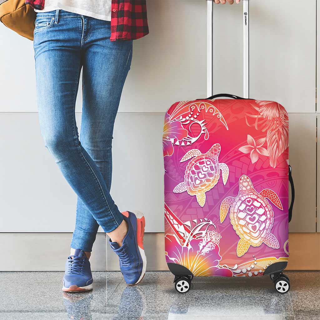 Polynesia Sea Turtle Couple Luggage Cover One Soul One Love