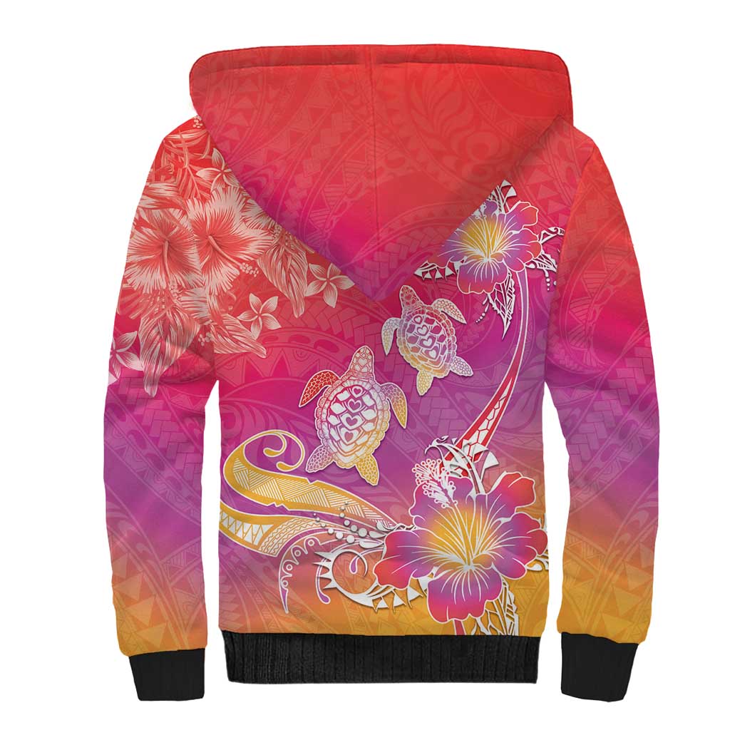 Polynesia Sea Turtle Couple Sherpa Hoodie One Soul One Love