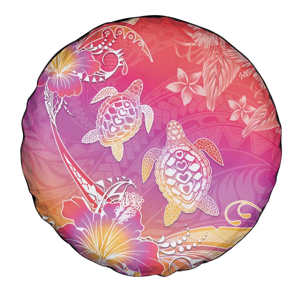 Polynesia Sea Turtle Couple Spare Tire Cover One Soul One Love