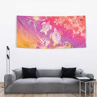 Polynesia Sea Turtle Couple Tapestry One Soul One Love