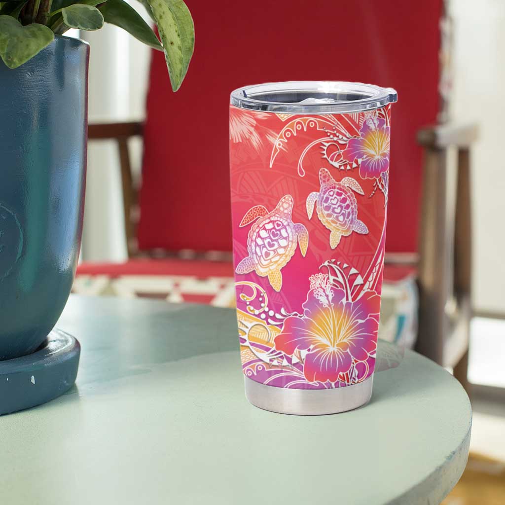 Polynesia Sea Turtle Couple Tumbler Cup One Soul One Love