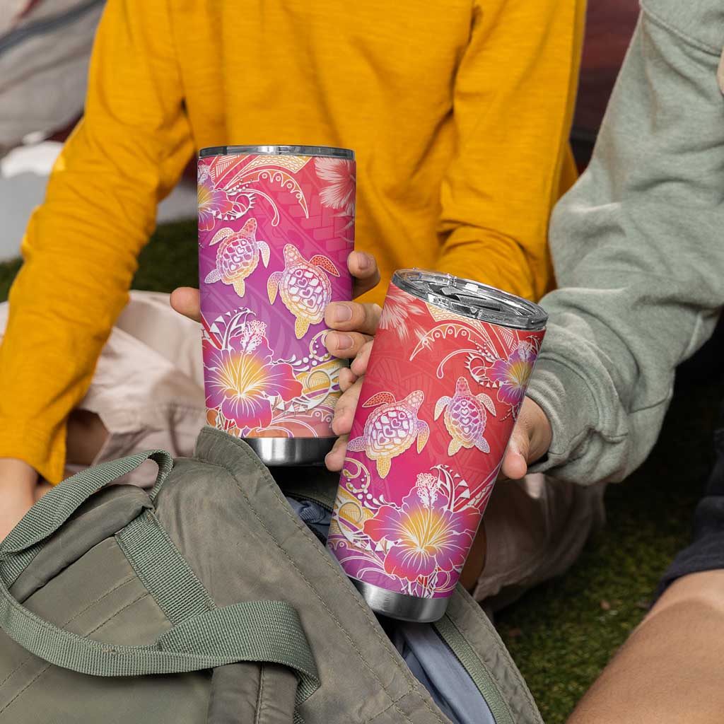 Polynesia Sea Turtle Couple Tumbler Cup One Soul One Love