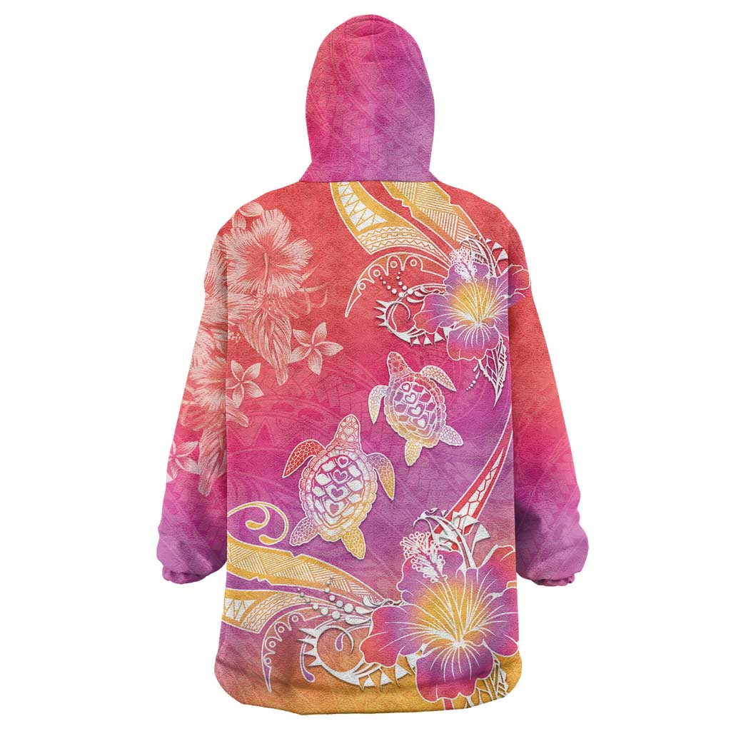 Polynesia Sea Turtle Couple Wearable Blanket Hoodie One Soul One Love