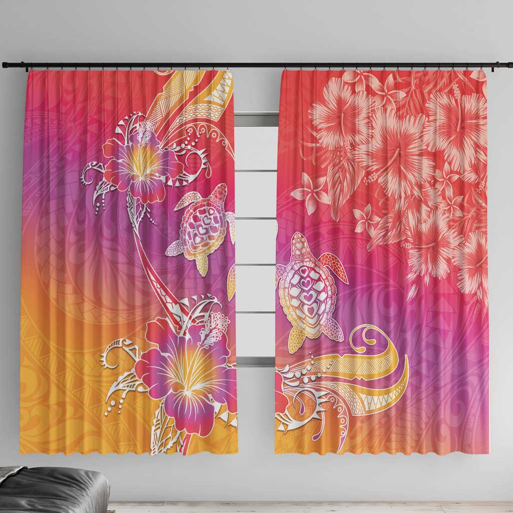 Polynesia Sea Turtle Couple Window Curtain One Soul One Love