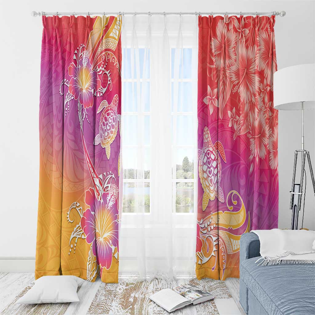 Polynesia Sea Turtle Couple Window Curtain One Soul One Love