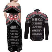 New Zealand Aotearoa Couples Matching Off Shoulder Maxi Dress and Long Sleeve Button Shirt Traditional Kapa Haka LT05 - Polynesian Pride
