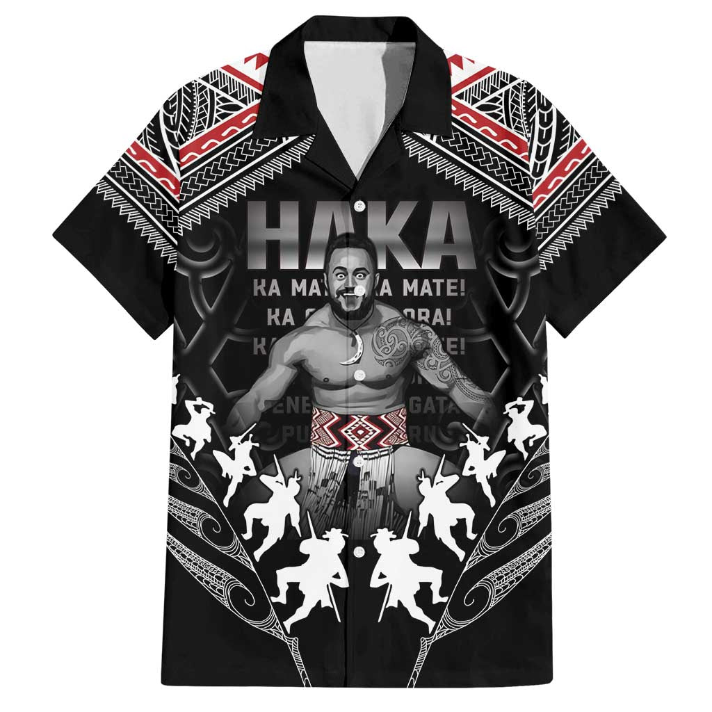New Zealand Aotearoa Family Matching Off Shoulder Maxi Dress and Hawaiian Shirt Traditional Kapa Haka LT05 Dad's Shirt - Short Sleeve Black - Polynesian Pride