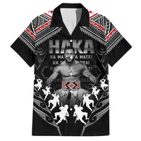 New Zealand Aotearoa Family Matching Puletasi and Hawaiian Shirt Traditional Kapa Haka LT05 Dad's Shirt - Short Sleeve Black - Polynesian Pride