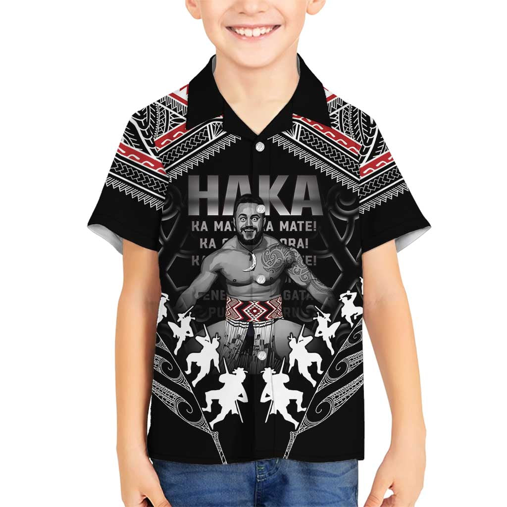 New Zealand Aotearoa Family Matching Summer Maxi Dress and Hawaiian Shirt Traditional Kapa Haka LT05 Son's Shirt Black - Polynesian Pride