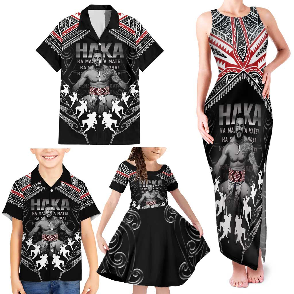 New Zealand Aotearoa Family Matching Tank Maxi Dress and Hawaiian Shirt Traditional Kapa Haka LT05 - Polynesian Pride