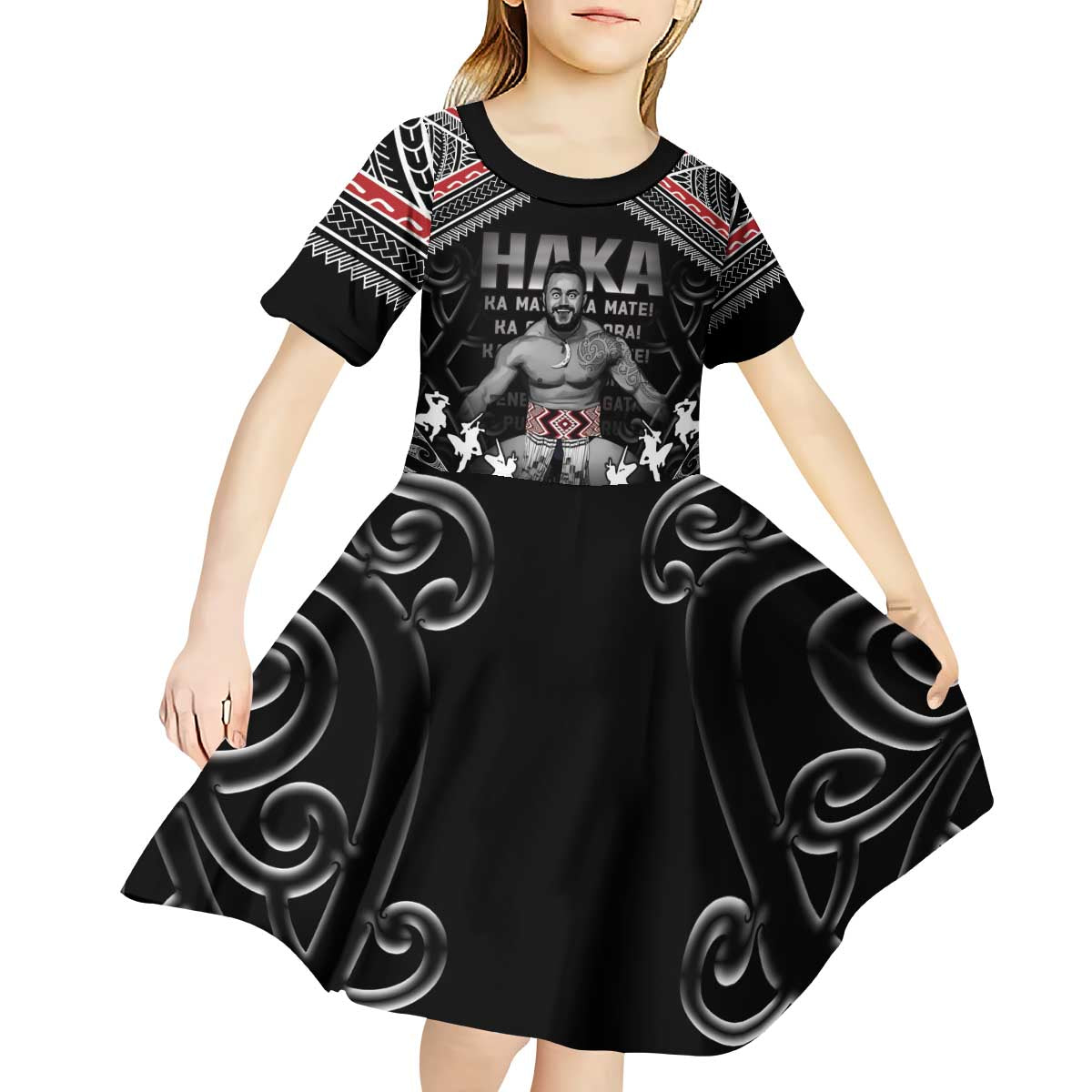 New Zealand Aotearoa Kid Short Sleeve Dress Traditional Kapa Haka
