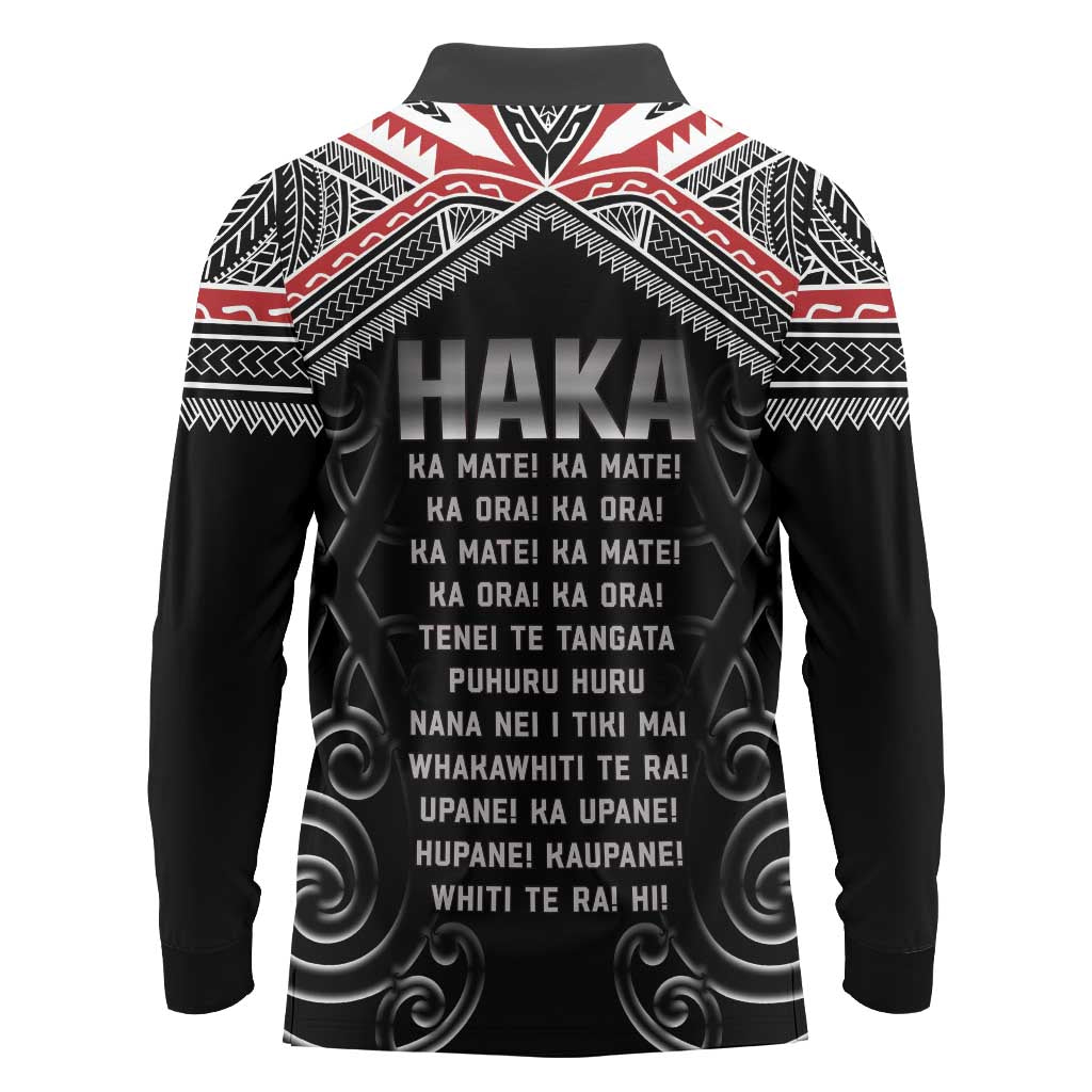 New Zealand Aotearoa Long Sleeve Polo Shirt Traditional Kapa Haka LT05 - Polynesian Pride