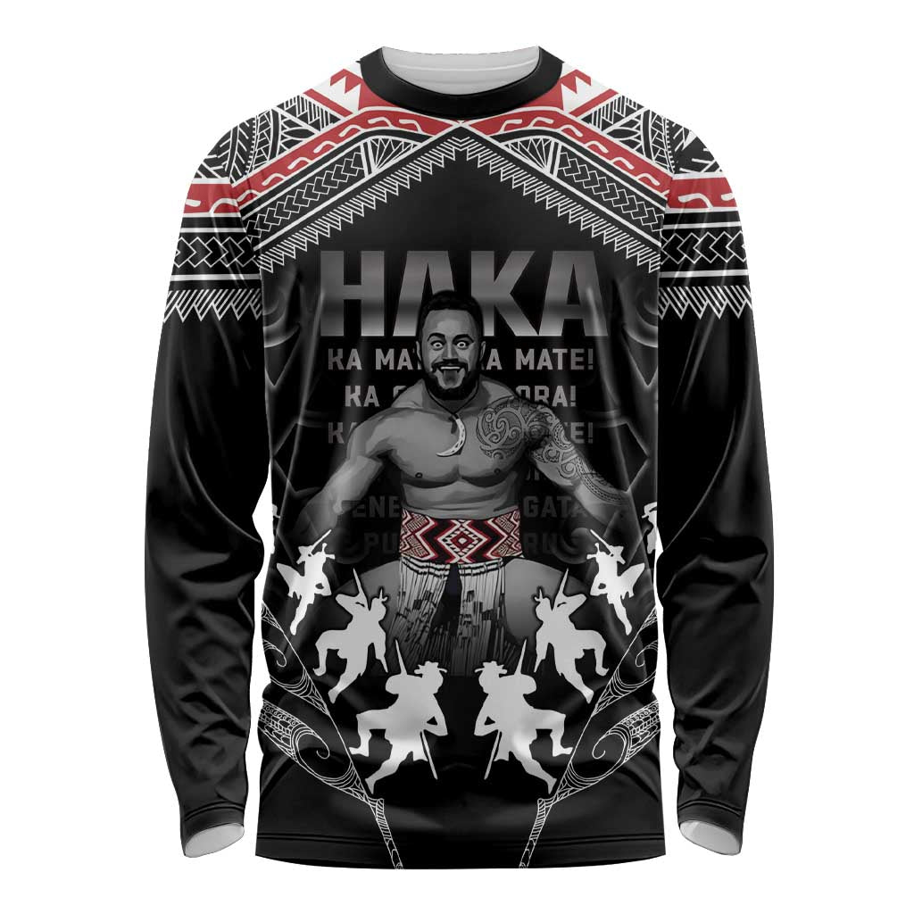 New Zealand Aotearoa Long Sleeve Shirt Traditional Kapa Haka LT05 Unisex Black - Polynesian Pride