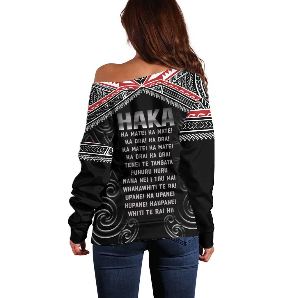 New Zealand Aotearoa Off Shoulder Sweater Traditional Kapa Haka