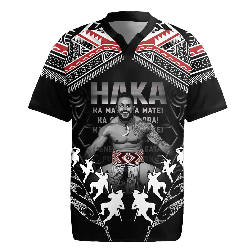 New Zealand Aotearoa Rugby Jersey Traditional Kapa Haka LT05 Black - Polynesian Pride