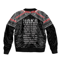 New Zealand Aotearoa Sleeve Zip Bomber Jacket Traditional Kapa Haka