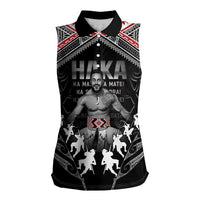 New Zealand Aotearoa Women Sleeveless Polo Shirt Traditional Kapa Haka LT05 Female Black - Polynesian Pride