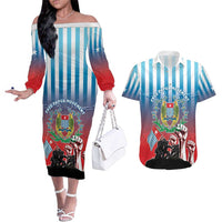 Personalised Free West Papua Couples Matching Off The Shoulder Long Sleeve Dress and Hawaiian Shirt One People One Soul Unique Style - Polynesian Pride