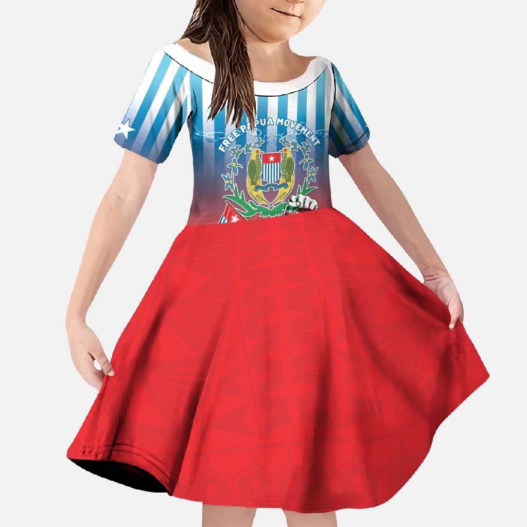 Personalised Free West Papua Family Matching Mermaid Dress and Hawaiian Shirt One People One Soul Unique Style LT05 Daughter's Dress Blue - Polynesian Pride