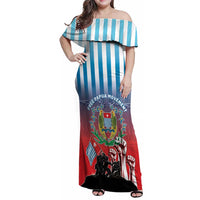 Personalised Free West Papua Family Matching Off Shoulder Maxi Dress and Hawaiian Shirt One People One Soul Unique Style LT05 Mom's Dress Blue - Polynesian Pride