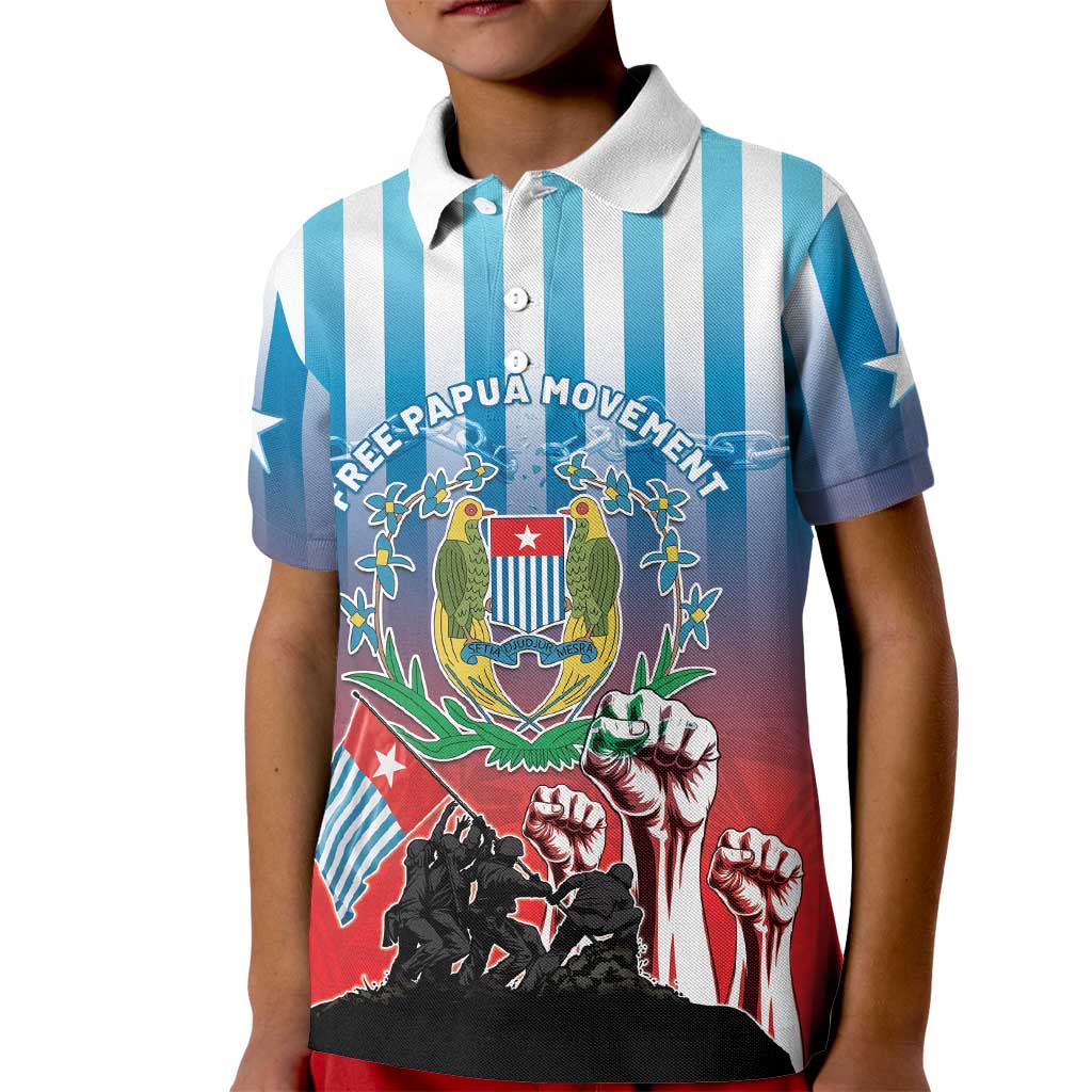 Personalised Free West Papua Kid Polo Shirt One People One Soul Unique Style LT05 Kid Blue - Polynesian Pride