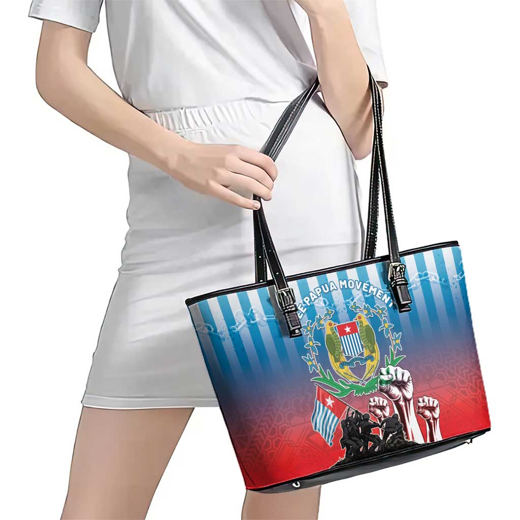 Free West Papua Leather Tote Bag One People One Soul Unique Style LT05 - Polynesian Pride