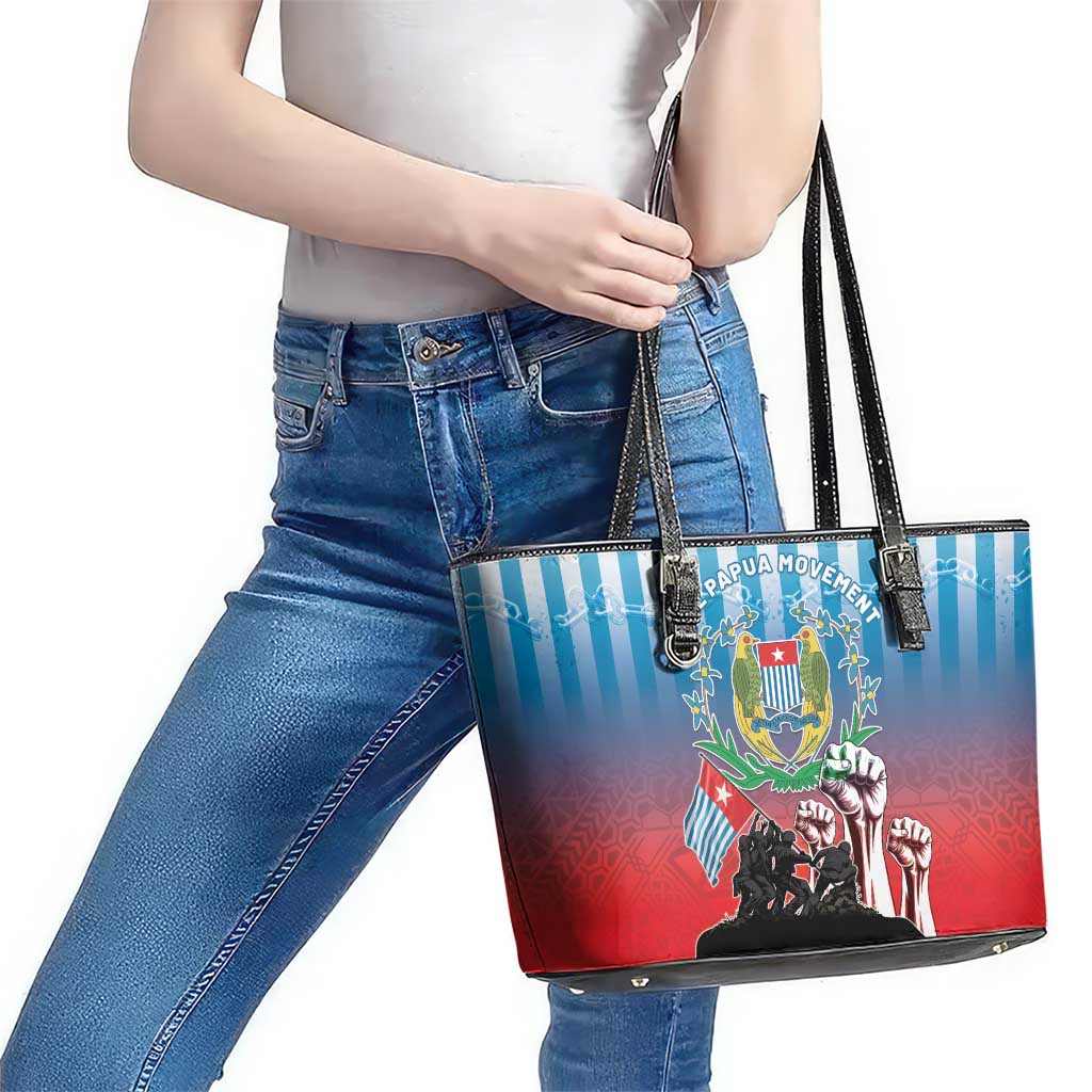 Free West Papua Leather Tote Bag One People One Soul Unique Style LT05 - Polynesian Pride