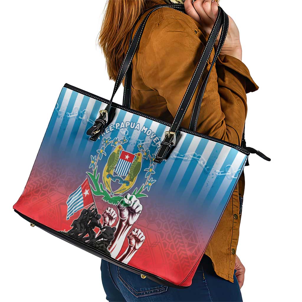 Free West Papua Leather Tote Bag One People One Soul Unique Style LT05 - Polynesian Pride
