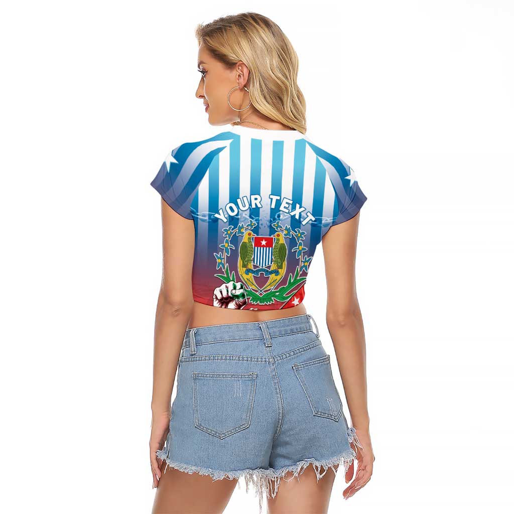 Personalised Free West Papua Raglan Cropped T Shirt One People One Soul Unique Style LT05 - Polynesian Pride