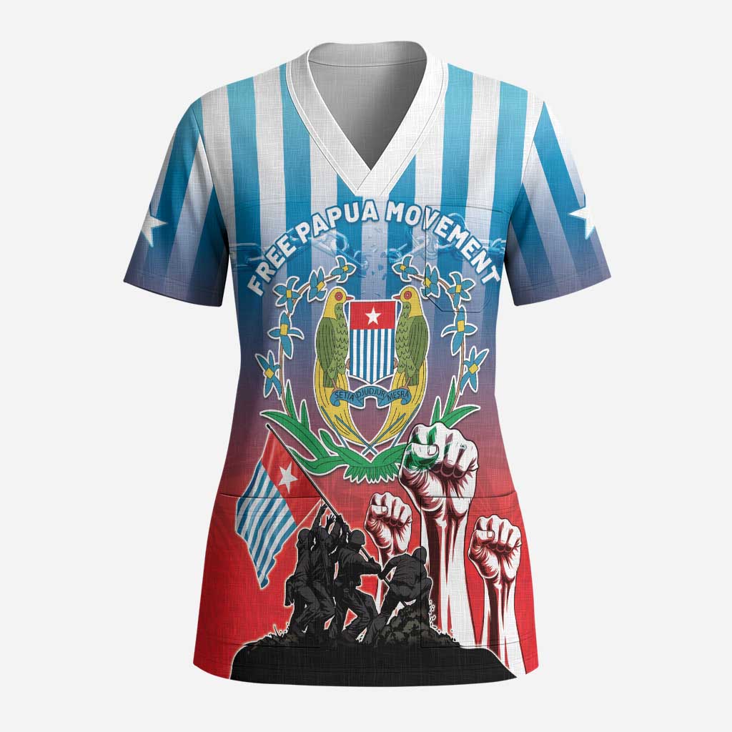 Personalised Free West Papua Scrub Top One People One Soul Unique Style - Polynesian Pride