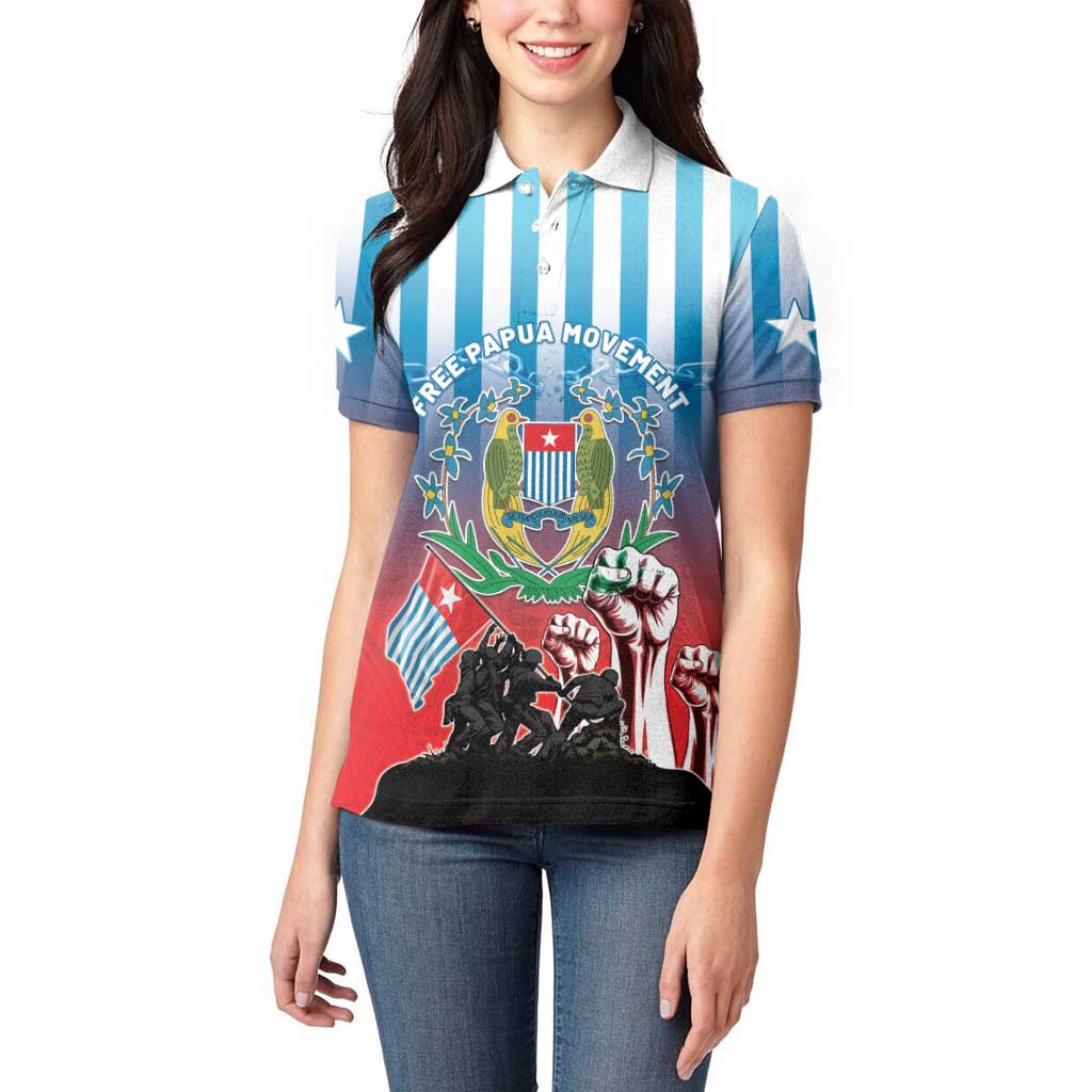 Personalised Free West Papua Women Polo Shirt One People One Soul Unique Style LT05 - Polynesian Pride