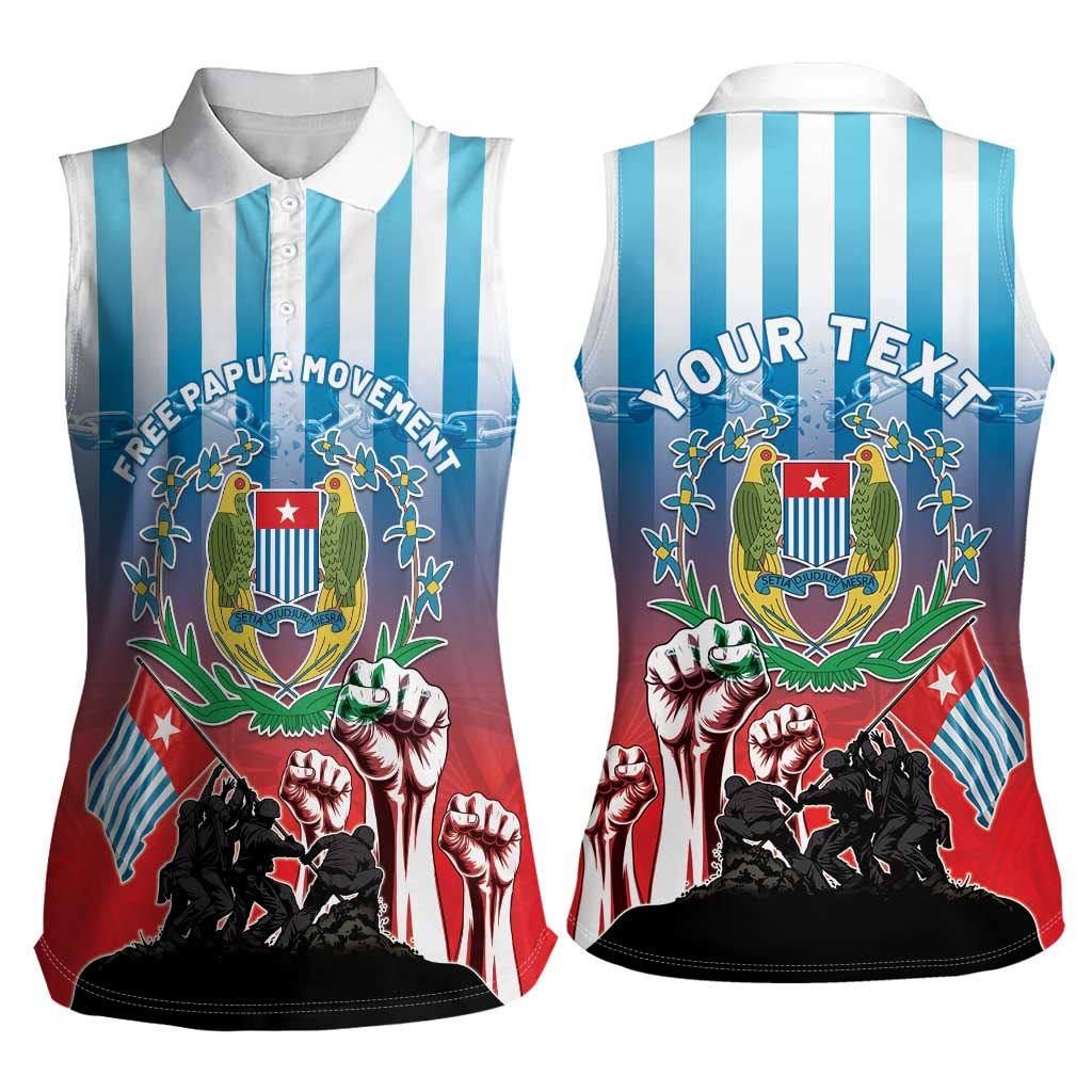 Personalised Free West Papua Women Sleeveless Polo Shirt One People One Soul Unique Style LT05 - Polynesian Pride