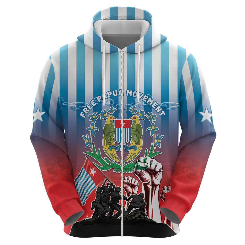 Personalised Free West Papua Zip Hoodie One People One Soul Unique Style - Polynesian Pride