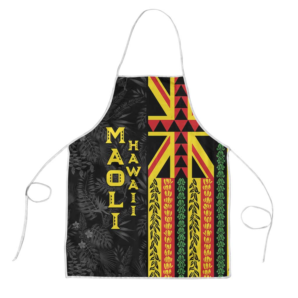 Hawaii Maoli Spirit Apron Kakau Pattern With Flower Lei LT05 Black - Polynesian Pride