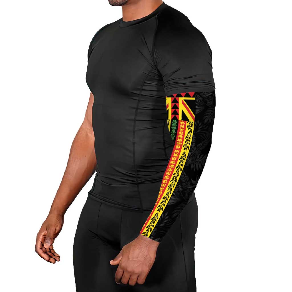 Hawaii Maoli Spirit Arm Sleeves Kakau Pattern With Flower Lei - Polynesian Pride