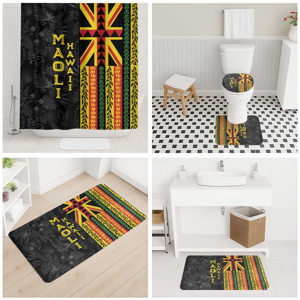 Hawaii Maoli Spirit Bathroom Set Kakau Pattern With Flower Lei LT05 - Polynesian Pride