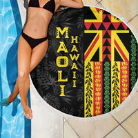 Hawaii Maoli Spirit Beach Blanket Kakau Pattern With Flower Lei LT05 - Polynesian Pride