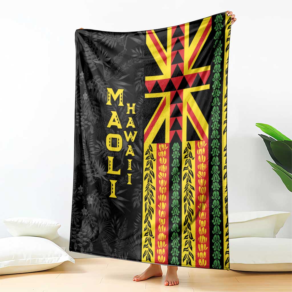 Hawaii Maoli Spirit Blanket Kakau Pattern With Flower Lei - Polynesian Pride