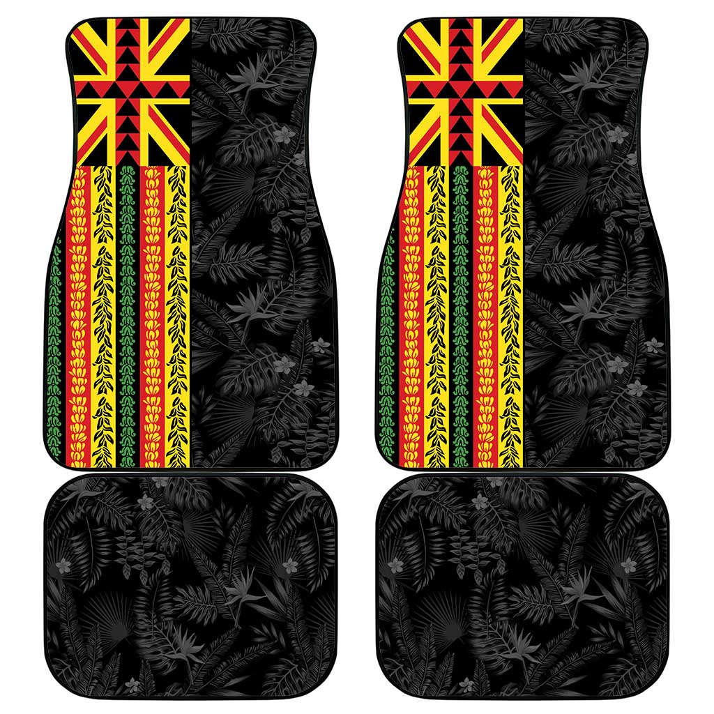 Hawaii Maoli Spirit Car Mats Kakau Pattern With Flower Lei LT05 - Polynesian Pride