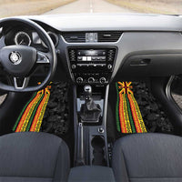 Hawaii Maoli Spirit Car Mats Kakau Pattern With Flower Lei LT05 Set 2pcs - Front Black - Polynesian Pride