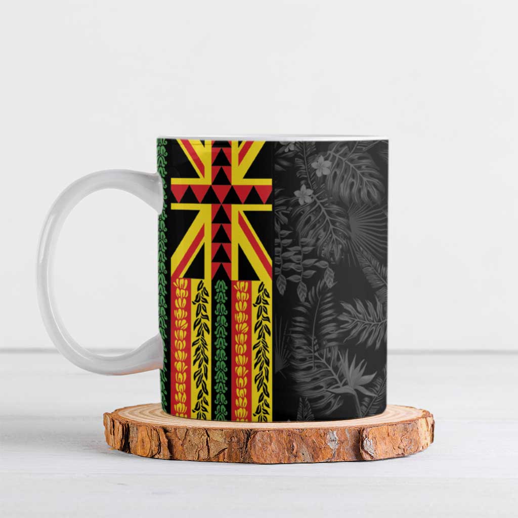 Hawaii Maoli Spirit Ceramic Mug Kakau Pattern With Flower Lei - Polynesian Pride